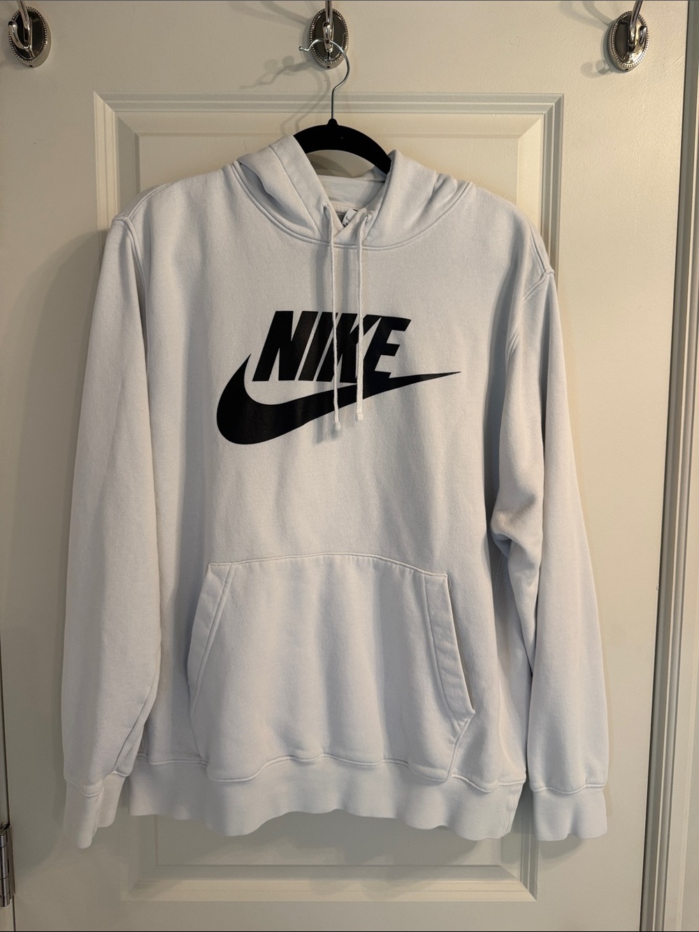 Nike White Pullover Hoodie with Black Swoosh